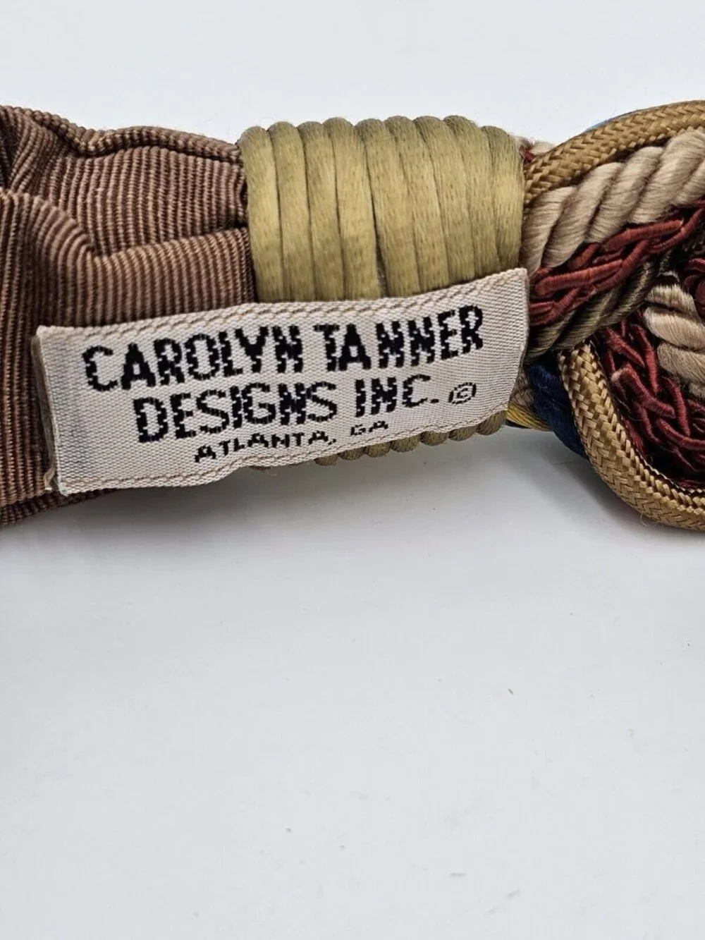Carolyn Tanner Designs Inc Belt Brown Gold Braided Adjustable 80s Statement Belt